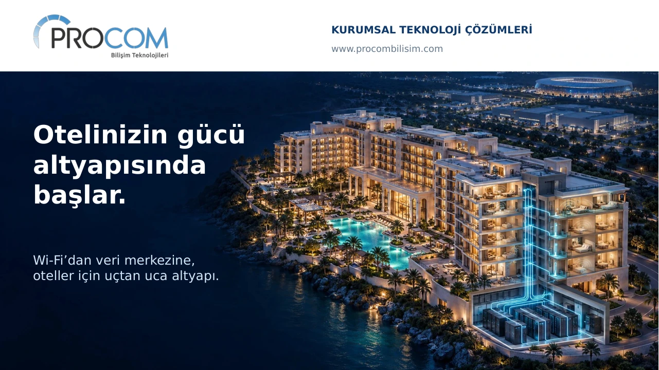 Procom kurumsal sunumunun otel altyapısı temalı kapak sayfası